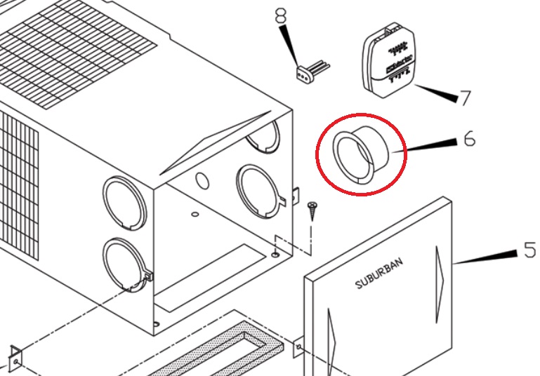 Suburban Furnace Duct Collar 050715 (fits all models) Questions & Answers